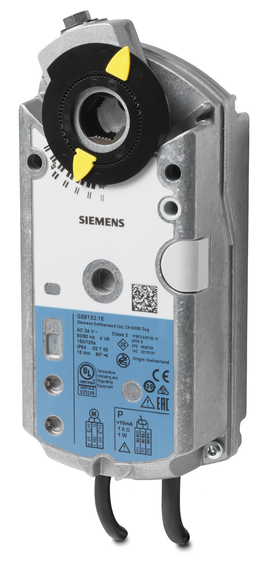 Siemens Luftklappen-Drehantrieb, AC 24 V, 3-Punkt, 15 Nm, 150 s, Potentiometer GEB132.1E