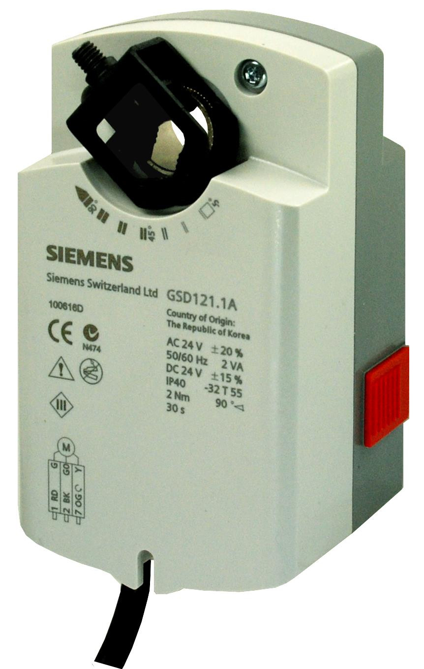 Siemens Luftklappen-Drehantrieb, AC/DC 24 V, SPST, 2 Nm, 30 s GSD121.1A