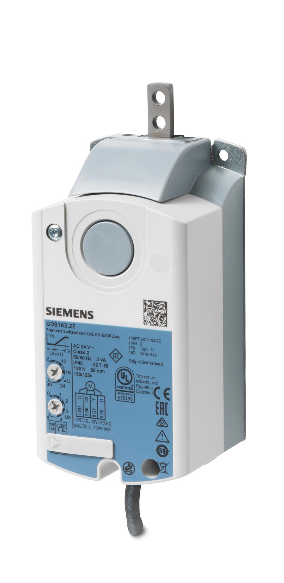 Siemens Luftklappen-Linearantrieb, AC 24 V, DC 0…35 V einstellbar, 125 N, 150 s, Potentiometer GDB163.2E