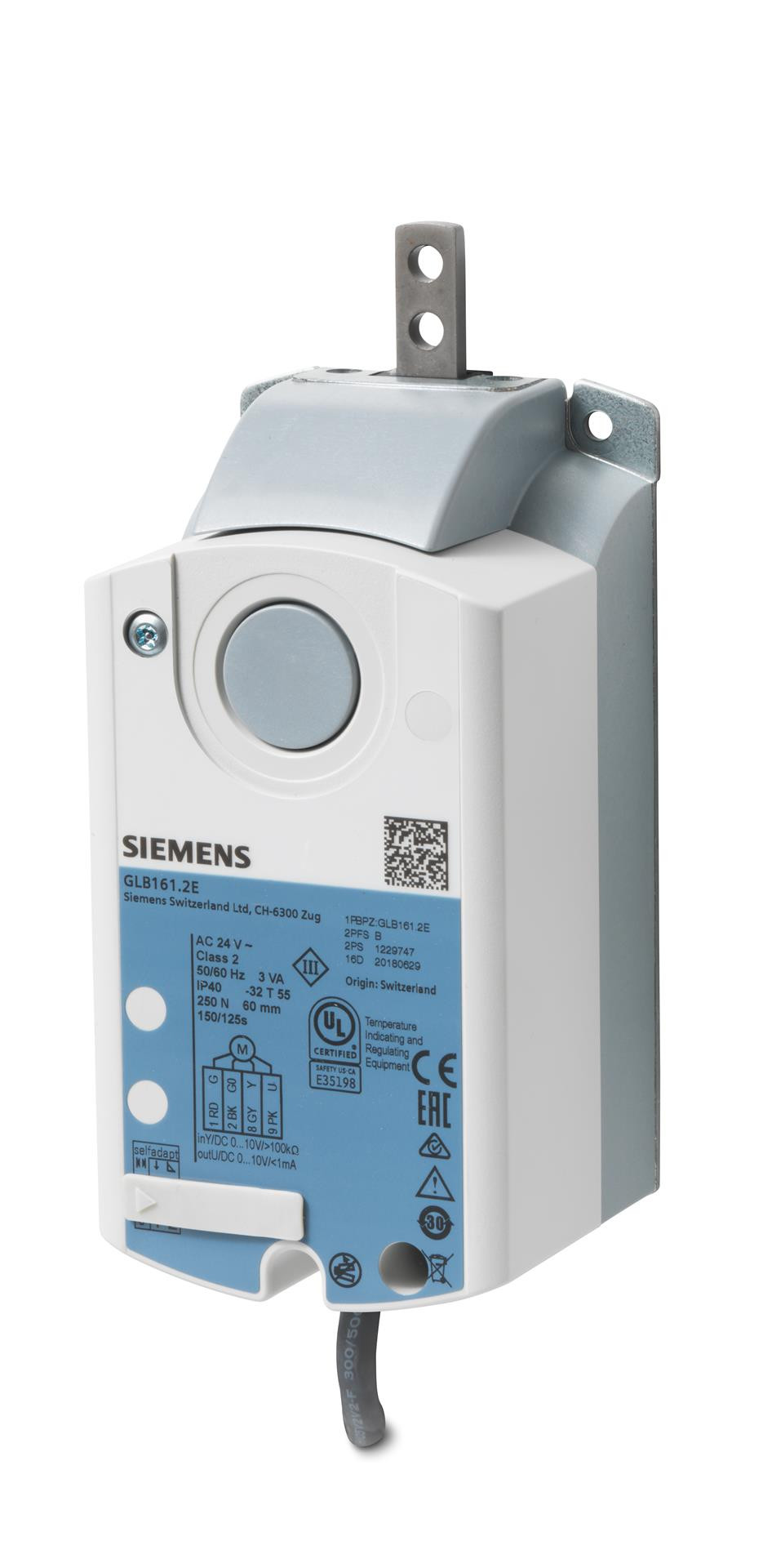 Siemens Luftklappen-Linearantrieb, AC 24 V, DC 0…10 V, 250 N, 150 s GLB161.2E