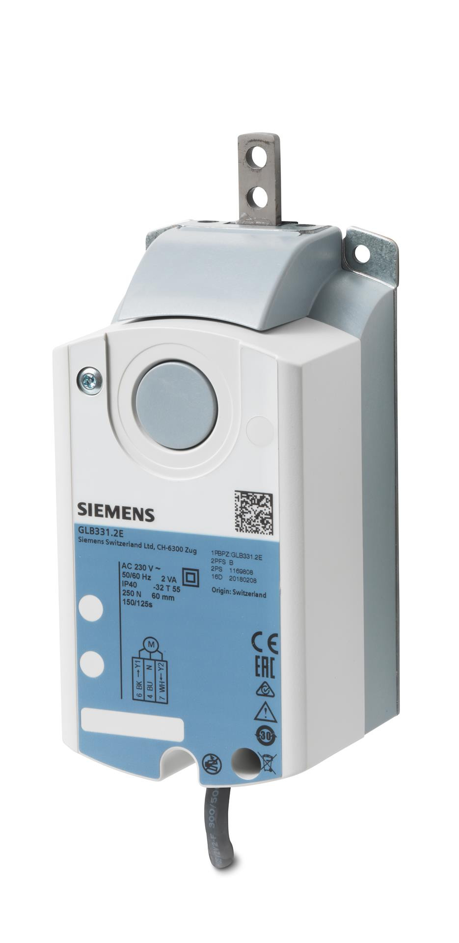 Siemens Luftklappen-Linearantrieb, AC 230 V, 3-Punkt, 250 N, 150 s GLB331.2E